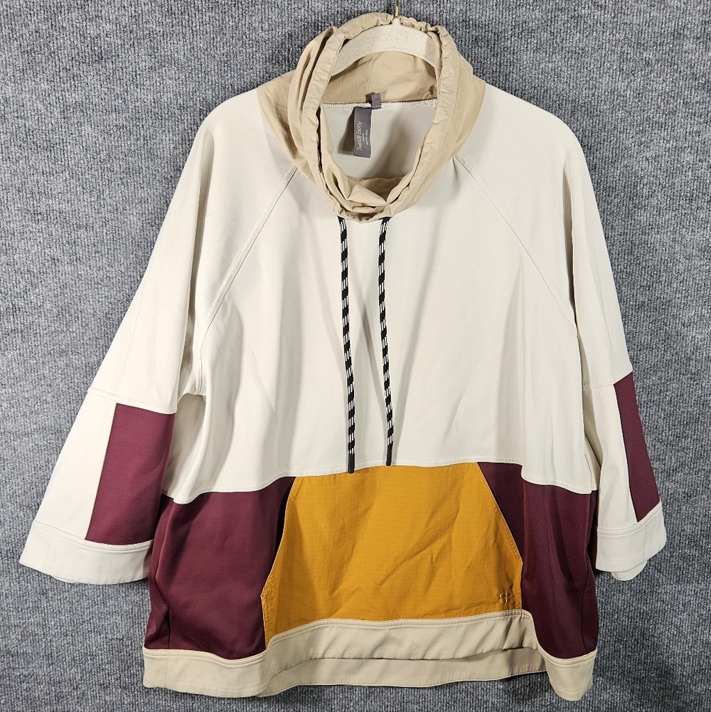 SWEATY BETTY Mix It Up Colorblock Sweatshirt In Lily White Multi Sz M$148l